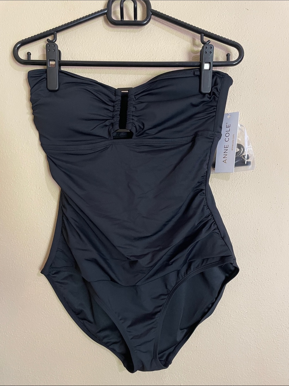 NWT Anne Cole Black Strapless One-Piece Swimsuit - Size 12